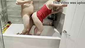 hey stepmom i need a towel in the shower but you suck my monster cock deepthroat then i fuck your big natural tits