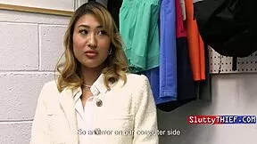 burglar asian slut in garage wants it over quick so she arches back for rough ripped clothes pounding