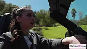Petite babe smothers lesbian officer face with wet pussy sitting
