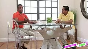 Foxy Jantzen kneels for a huge cock blowjob.