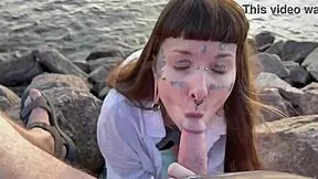 i suck cock on beach swallowing cum facial part 1