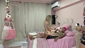 Petite latina pornstar bends over for monster cock doggystyle assfucking at the party
