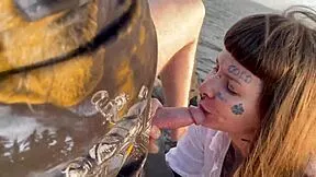 i suck cock on beach swallowing cum facial part 1