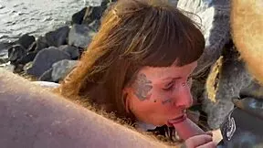 i suck cock on beach swallowing cum facial part 1