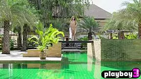 Petite brunette milf demi fray bares small natural tits outdoors