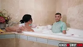 stepmom begs young stud to ram cock deep in her fat milf ass with rimjob tease