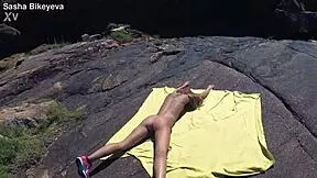 check out sasha bikeyeva this russian nudist with perfect body strutting nude on atlantic coast