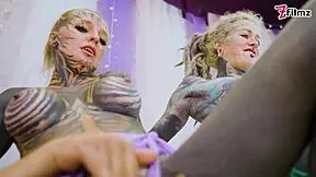 damn this inked goth teen's atm gaping threesome with pornstars is wild