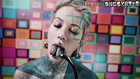 she teases her tight ass with fingers before taking a deep steel dildo plunge