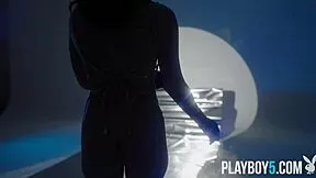 petite playboy model keep chambers strips perfect body