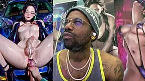 Tight petite transgender cowgirl rides monster cock until cum dump explosion