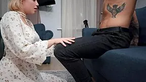 Young blonde Jessie Ames sucks my cock and rides hard