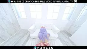 asuka suzumura in vr cosplay gets her shaved pussy fucked doggystyle by partner till orgasm.