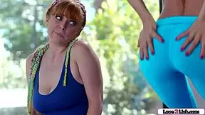 yoga milfs bend over as ebony girl fucks their asses deep with toys and tongues