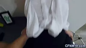 Clothed teen 18+ sucks big cock in POV 😍👅