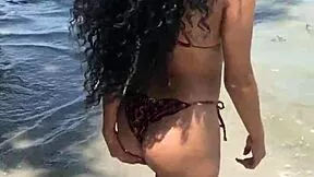 Young ebony babe flashes her cute pussy outdoors... tempting public eyes everywhere.