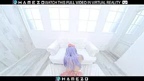 asuka suzumura in vr cosplay gets her shaved pussy fucked doggystyle by partner till orgasm.