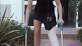 outdoor cast leg fetish spanking hurts so bad!!