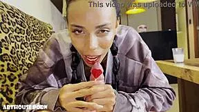 exotic colombian violeta grey's oiled pigtails bounce as stepbro's monster cock makes her cum endlessly