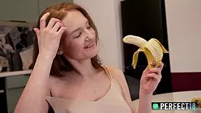 olivia westwood fucks herself with banana in kitchen for perfect18!