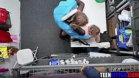 blonde teen shoplifter sucks fucks security cock hardcore to avoid jail