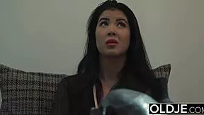 Young Slutty Student Chick Rides Professor's Cock on Valentine's for Creampie Facial Finish