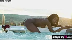 smoking hot ebony teen mimi desuka strips those big tits on rooftop 🔥🍑✨