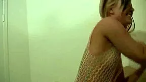 beautiful blonde kate masturbates in net dress with toys