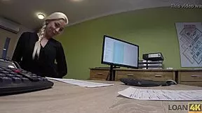 blonde teen trades her body for a new car loan but the agent's hands go everywhere