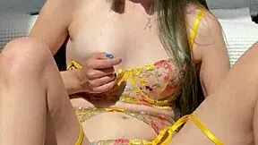 Wet Teen Fingers Shaved Pussy in Sexy Underwear Solo!