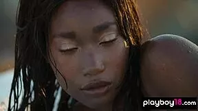 smoking hot ebony teen mimi desuka strips those big tits on rooftop 🔥🍑✨