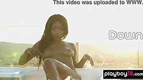 smoking hot ebony teen mimi desuka strips those big tits on rooftop 🔥🍑✨