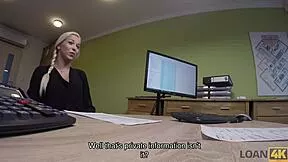 blonde teen trades her body for a new car loan but the agent's hands go everywhere