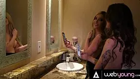 kali roses and kiara cole fuck their bestie on bar counter 😍 club chaos!