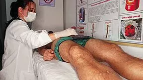 A nurse notices a patient's erection during examination.