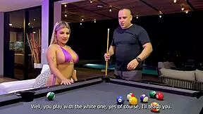 i sneakily fuck my stepdad's best friend hard on the pool table while he's gone