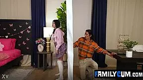 Stepdad Catches Stepbro Fingering Petite Pussy Missionary Style