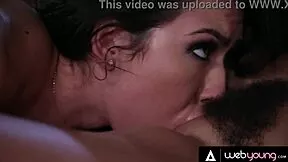 My nasty thoughts about Melissa Moore explode into wild lesbian sex at the party