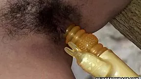 Two perverts toy tied up Japanese babe's mouth snatch