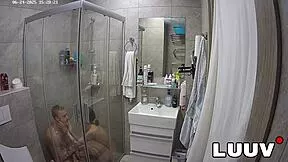 luuv couple kareflore and abbadon flash tits in steamy shower voyeur reality show!