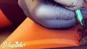 skinny tattooed brazilian teen pays tattooist with smooth pussy fuck