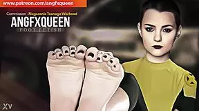 negasonic teen's wrinkled soles and toes tease in sneaky footjob action
