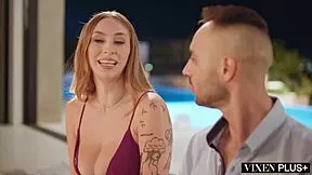 vixenplus curvy tattooed beauty's tight pussy stretched by monster cock riding