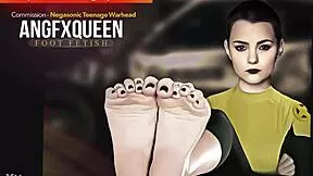 negasonic teen's wrinkled soles and toes tease in sneaky footjob action