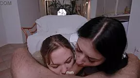 Wife Shows College Coed How To Deepthroat Hubby's Cock In Double Blowjob