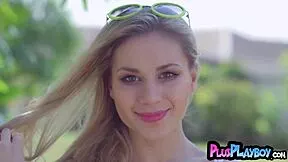 sexy petite alice rips clothes for outdoor striptease exposing natural tits and ass