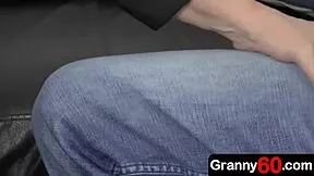 big titted granny desperately tempts young grandson with her massive boobs during insurance sales pitch