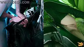 Cosplay eve from stellar blade takes deepthroat facial at glory hole