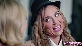 Lilly Bell and Blake Blossom's roleplay heats up with sultry fingering pussy licking and sensual tribbing orgasm