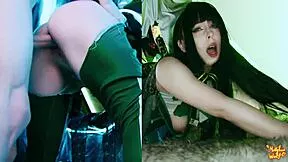 Cosplay eve from stellar blade takes deepthroat facial at glory hole